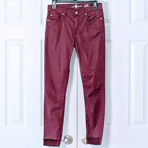 7 FOR ALL MANKIND Ankle Gwenevere Women's Lightweight Raw Hem Jeans Size 27 Wine